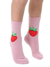Load image into Gallery viewer, 3D Packaged Crew Socks - Kids - Strawberry - Pink (ages 4+)