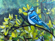 Load image into Gallery viewer, Blue Jay at Linville Gorge Original reclaimed wood painting