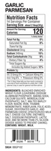 Load image into Gallery viewer, Nutrition facts label and ingredients list for Garlic Parmesan product