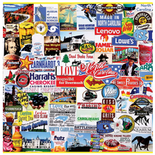 Load image into Gallery viewer, Collage of various North Carolina-themed images, products, and text on a white background.