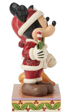 Load image into Gallery viewer, Disney's MIckey and Minnie Mouse character sholding a candy cane on a white background. Artist Jim Shore.