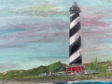 Load image into Gallery viewer, Cape Hatteras Lighthouse (Lighthouse #35). Original reclaimed wood painting.
