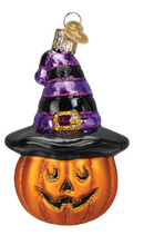 Load image into Gallery viewer, Witch Pumpkin Ornament - OWC