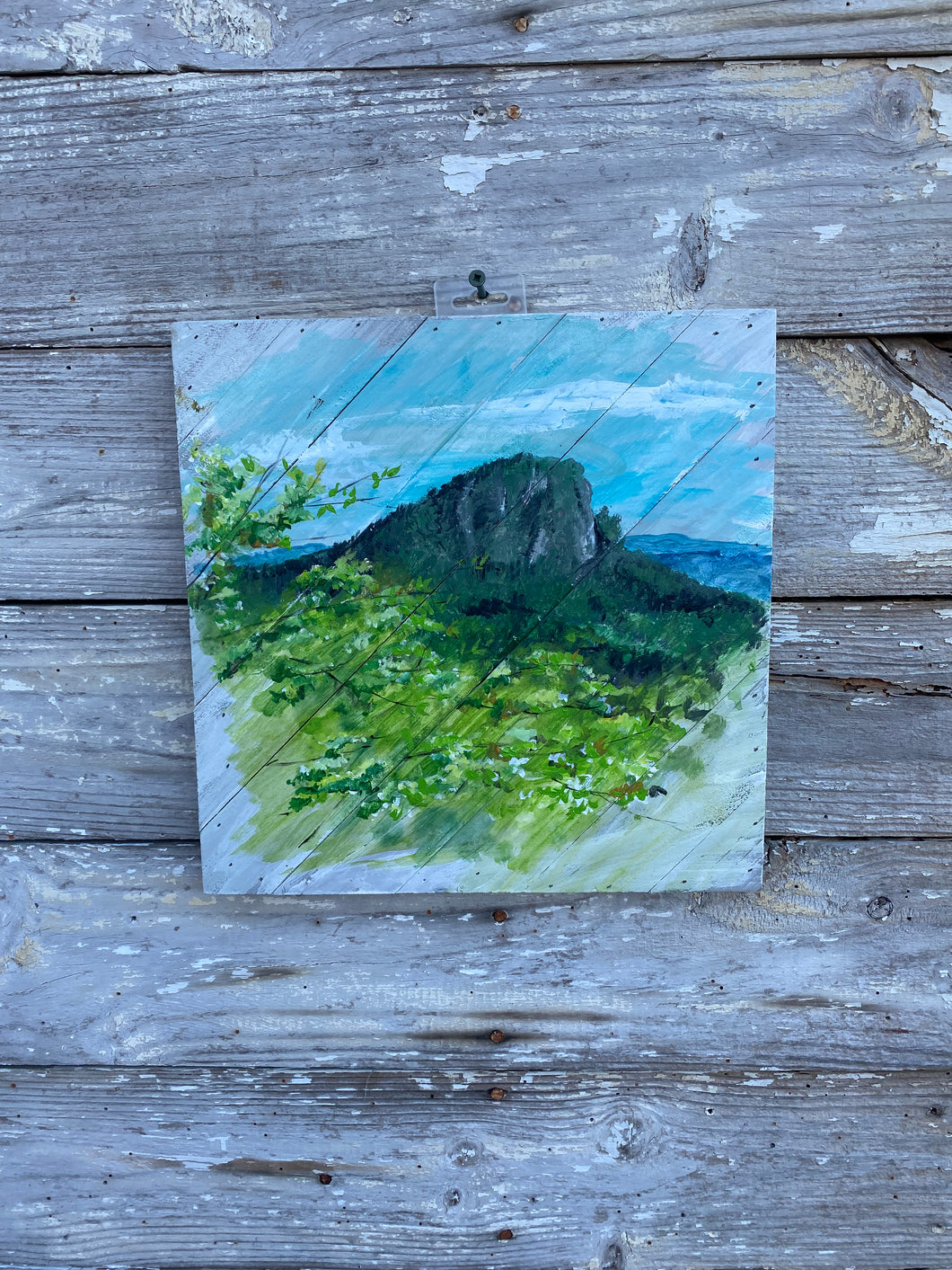 Table Rock, NC - Hand-painted Wooden Square Pallet Wood Wall Decor