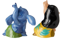 Load image into Gallery viewer, Two ceramic figures, one blue and one black, on a white background