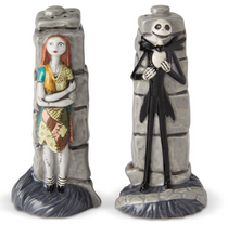 Load image into Gallery viewer, Salt and pepper shakers shaped like characters from 'The Nightmare Before Christmas' on a white background