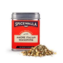 Load image into Gallery viewer, Spicewalla Amore Italian Seasoning can with open lid on a white background