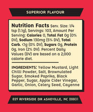 Load image into Gallery viewer, Nutrition facts label and ingredients list on a red background