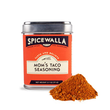 Load image into Gallery viewer, Spicewalla Mom's Taco Seasoning can with spice powder on a white background