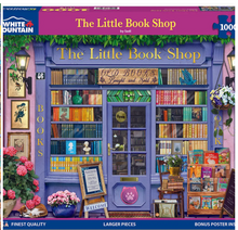 Load image into Gallery viewer, Jigsaw puzzle box for 'The Little Book Shop' by White Mountain Puzzles.