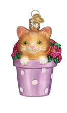 Load image into Gallery viewer, Kitten in Flower Pot Ornament - Old World Christmas