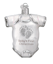 Load image into Gallery viewer, White Baby Onesie Baby's First Christmas Ornament - Old World Christmas