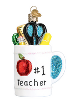 Load image into Gallery viewer, Best Teacher Mug Ornament - Old World Christmas