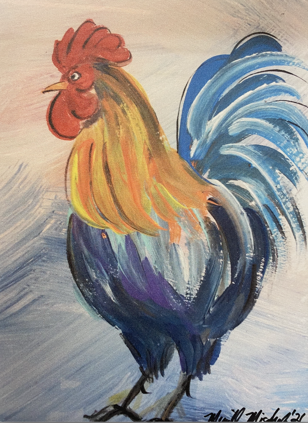 Rooster 11” x 14” canvas print – Merrill Mischief