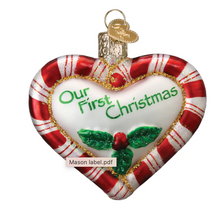 Load image into Gallery viewer, Peppermint Heart Our First Christmas Ornament - Old World Christmas