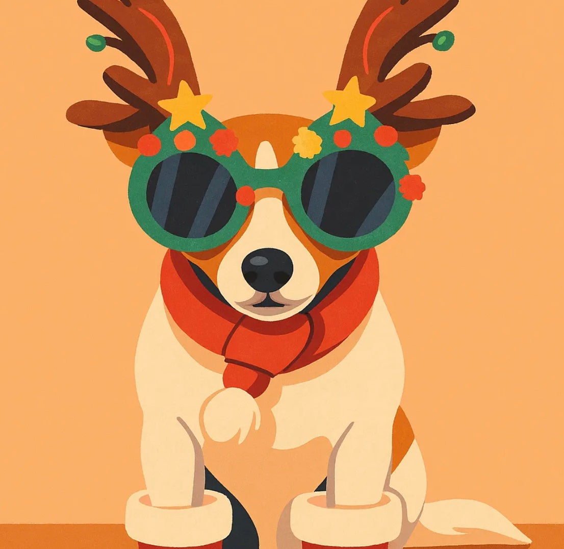 dog in reindeer horns