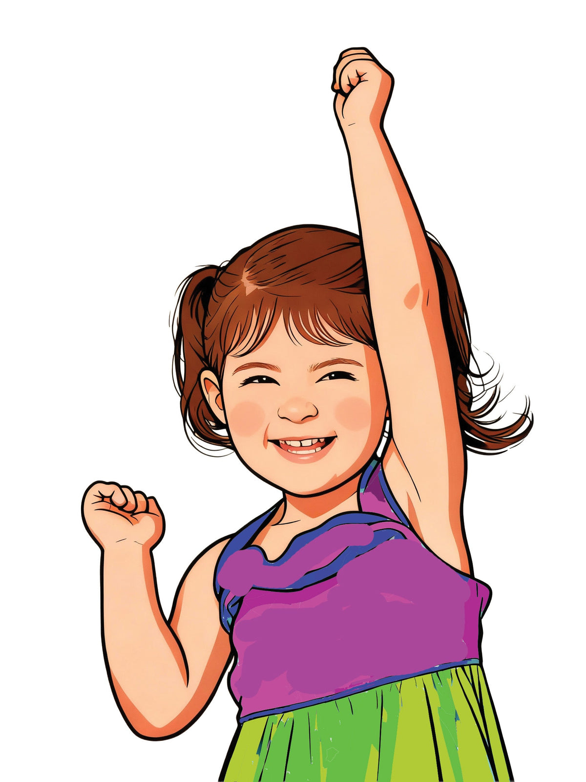 little girls with triumphantt fist in the air