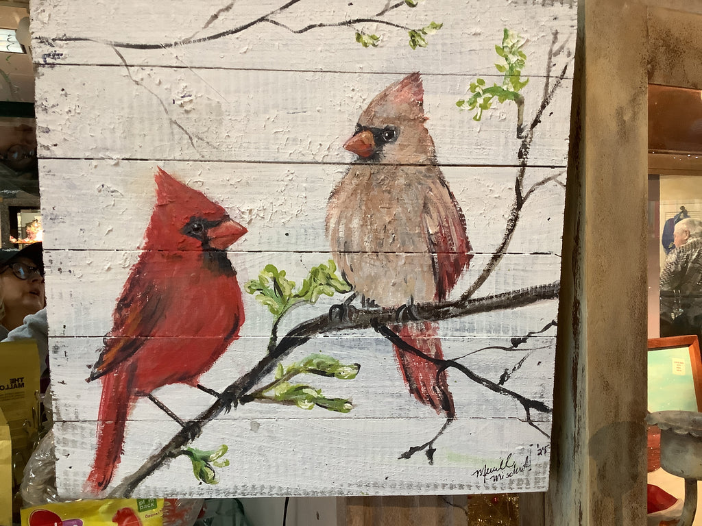 Cardinal Couple #57- Hand-painted Wooden Pallet Wall Decor
