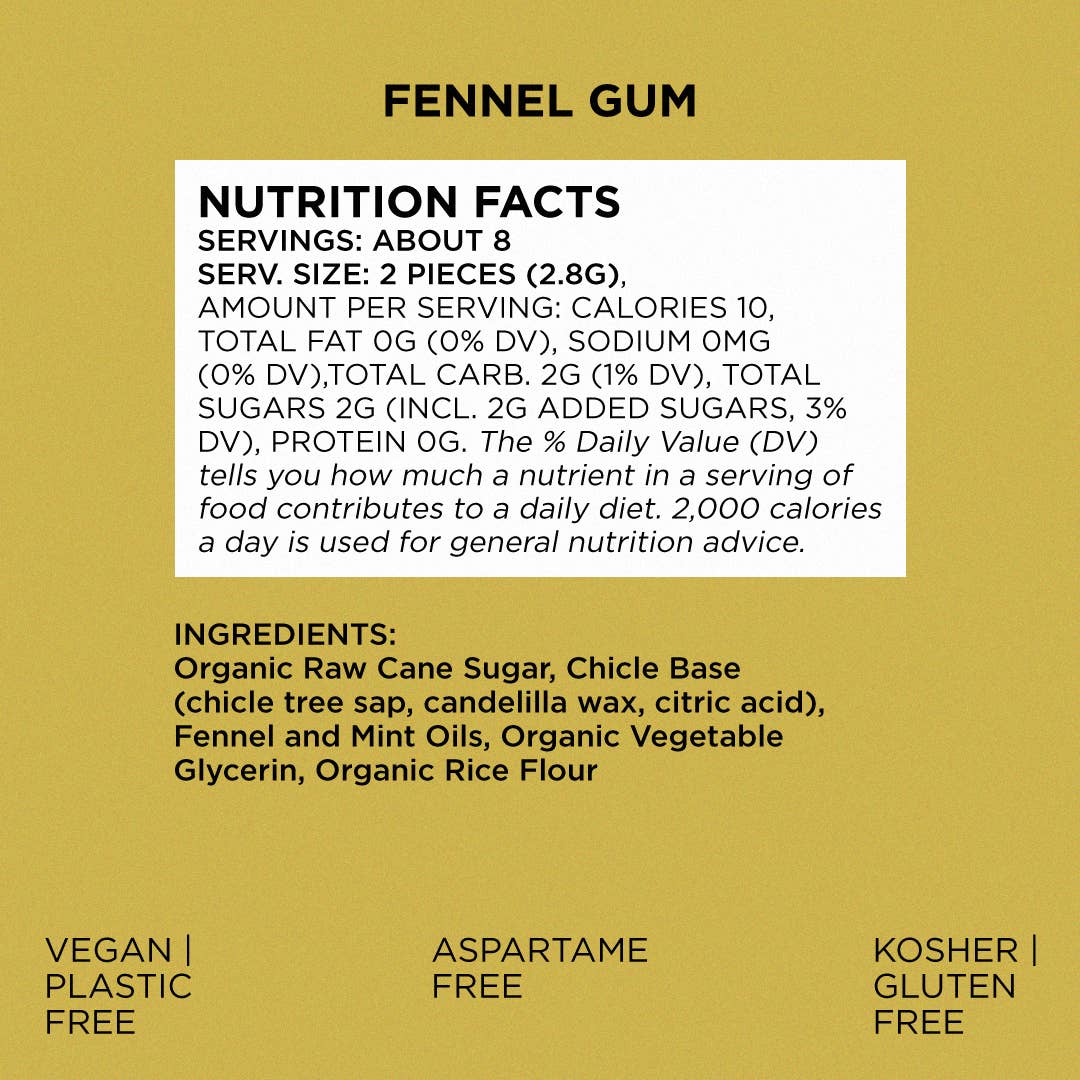 Fennel Chewing Gum - Natural + Plastic-Free | 12 Pack