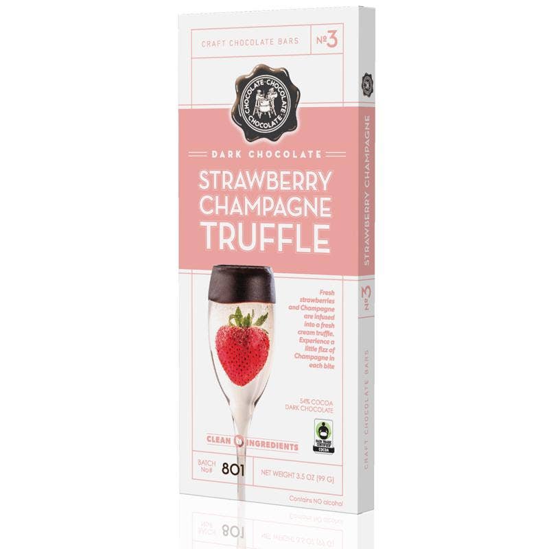 NO 3 - Dark Strawberry Champagne Truffle Bar  3.5 oz - Chocolate Bar