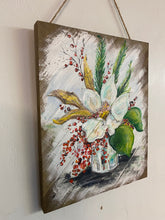 Load image into Gallery viewer, Festive Flowers Hand-Painted Wooden Square Pallet Wood Wall Decor
