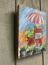 Load image into Gallery viewer, Flowers for Sale - Hand-painted Wooden Square Pallet Wood Wall Decor
