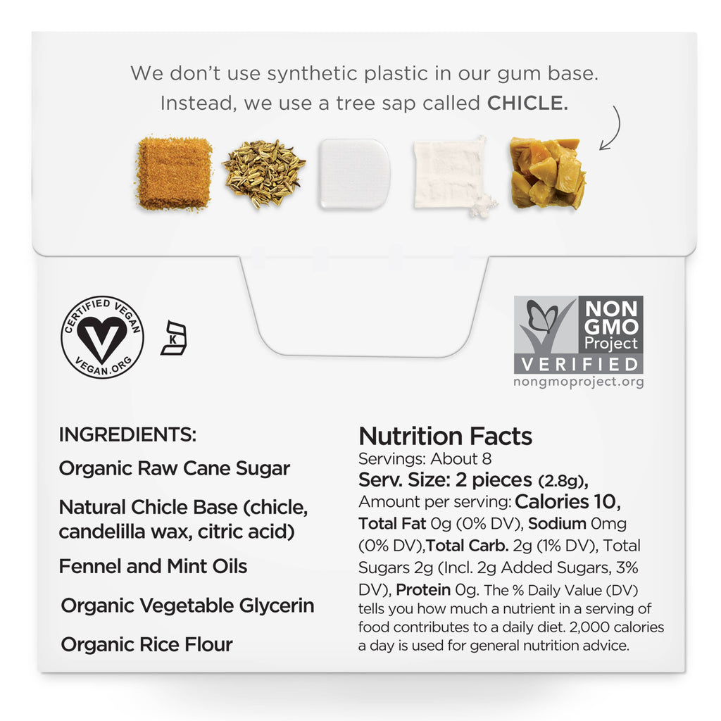 Fennel Chewing Gum - Natural + Plastic-Free | 12 Pack