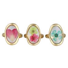 Load image into Gallery viewer, Cottage Fashion Oval Gold Dried Flower Rings
