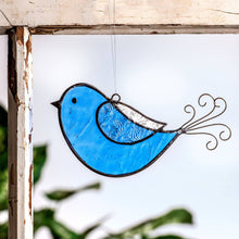 Load image into Gallery viewer, J Devlin Stained Glass Bird Ornament Red &amp; Blue | Orn 310

: Blue
