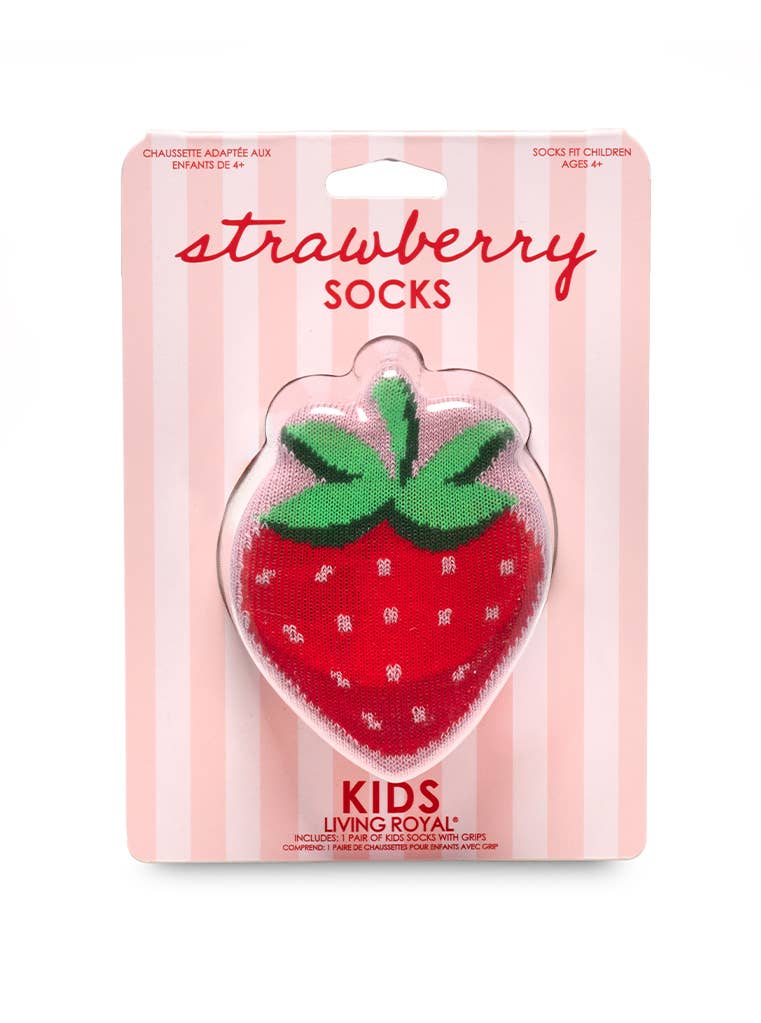 3D Packaged Crew Socks - Kids - Strawberry - Pink