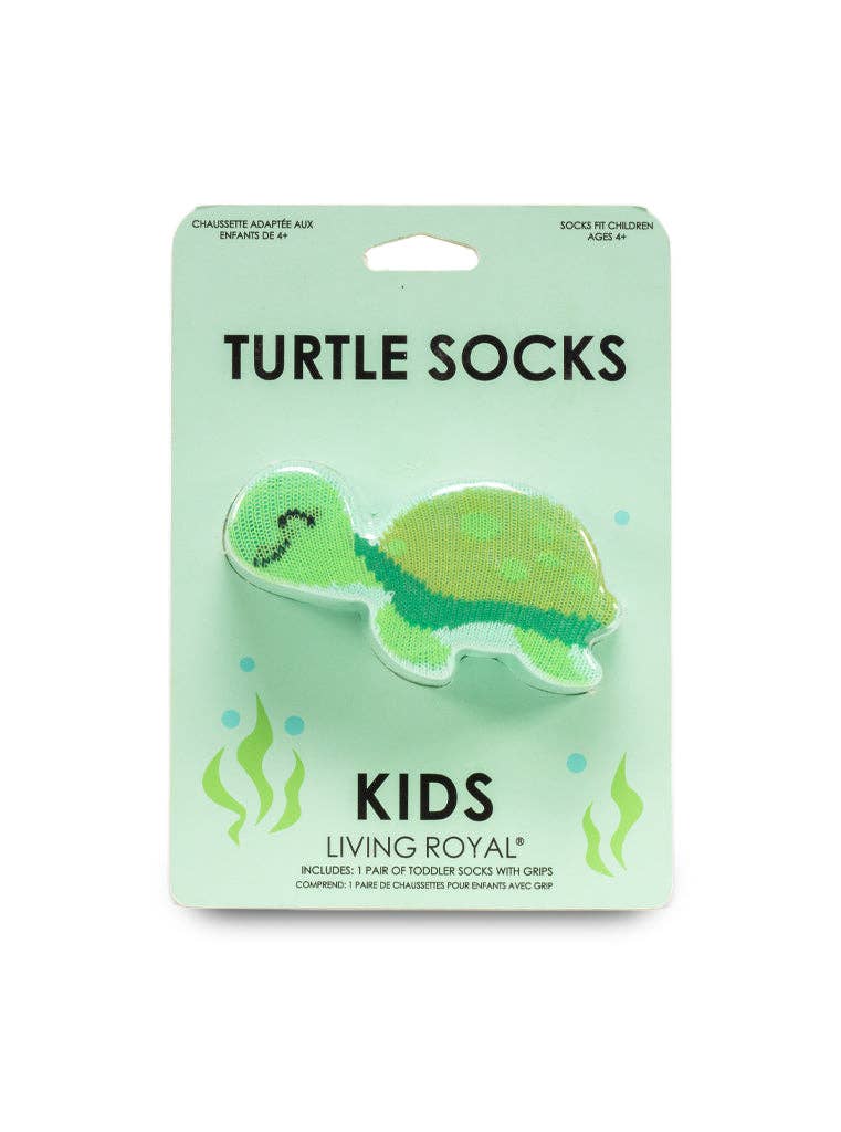 3D Packaged Crew Socks - Kids - Underwater Turtle - Aqua (ages 4+)
