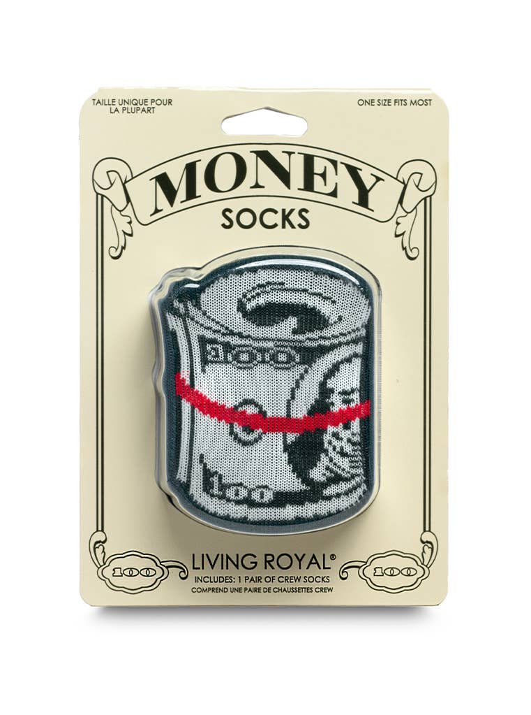3D Packaged Crew Socks - Roll of Cash Money - Dark Green