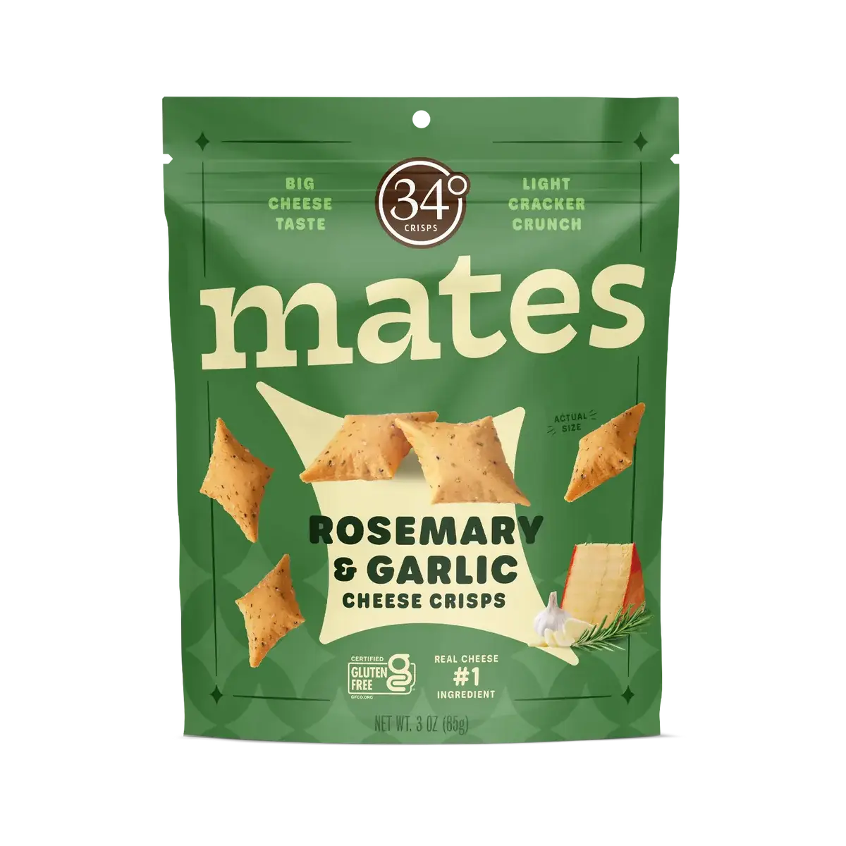 Gluten Free Rosemary Garlic Mates Cheese Crisps