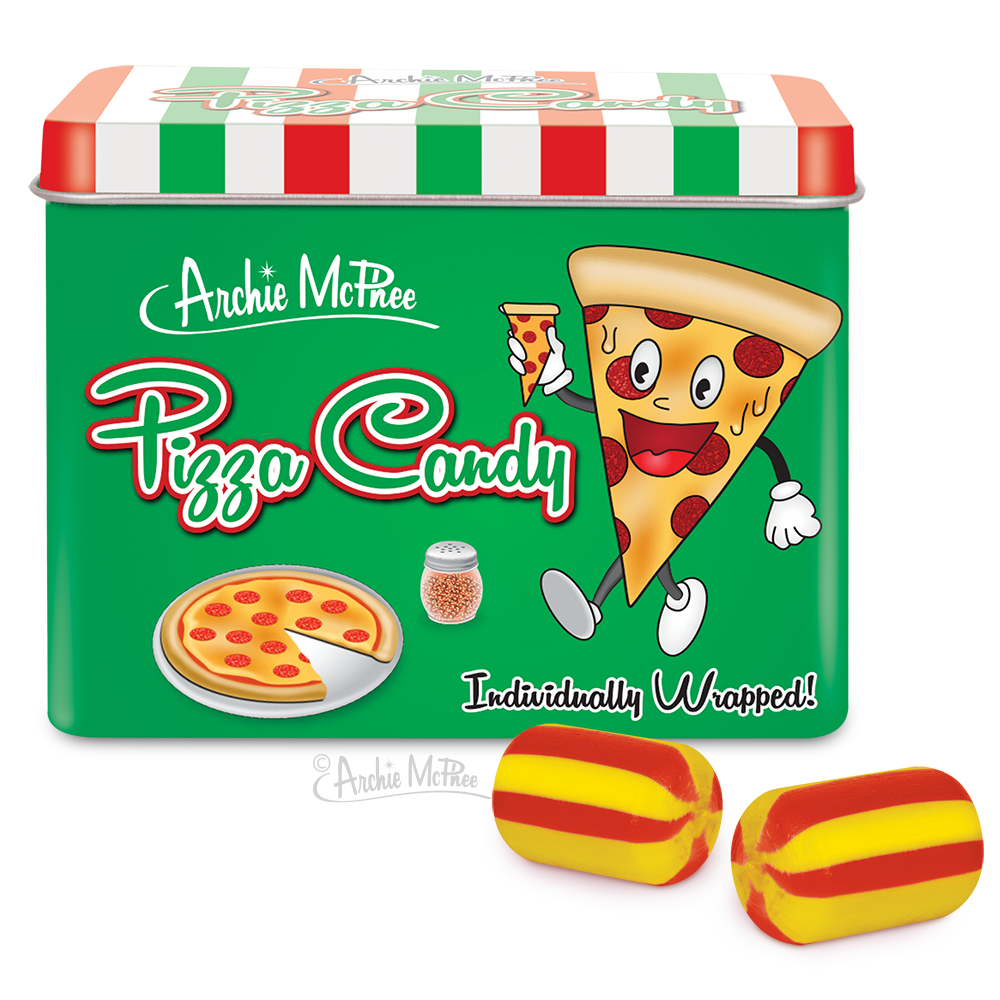 Archie McPhee Pizza Candy Tin, Individually Wrapped