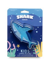 Load image into Gallery viewer, 3D Packaged Crew Socks - Kids - Smiley Shark - Deep Blue - Children 4+
