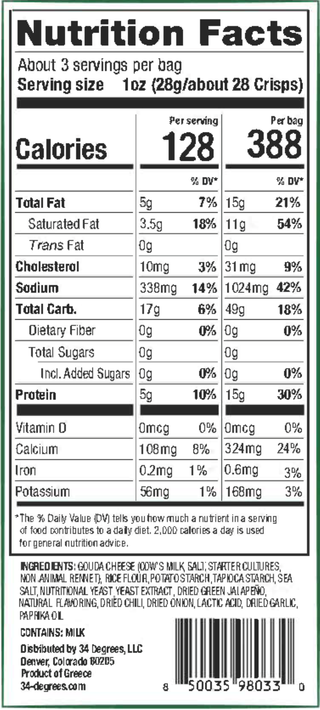 Gluten Free Spicy Jalapeno Mates Cheese Crisps-