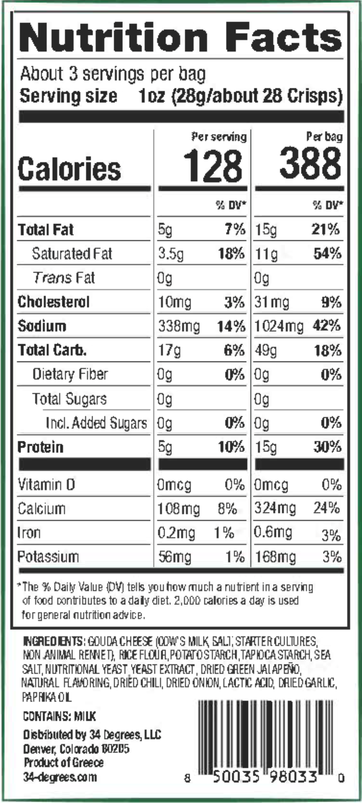 Gluten Free Spicy Jalapeno Mates Cheese Crisps-