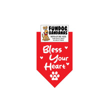 Load image into Gallery viewer, Bless Your Heart Bandana 100% Cotton Dog Bandanas: Red / One Size Fits Most for Medium to Large Dogs
