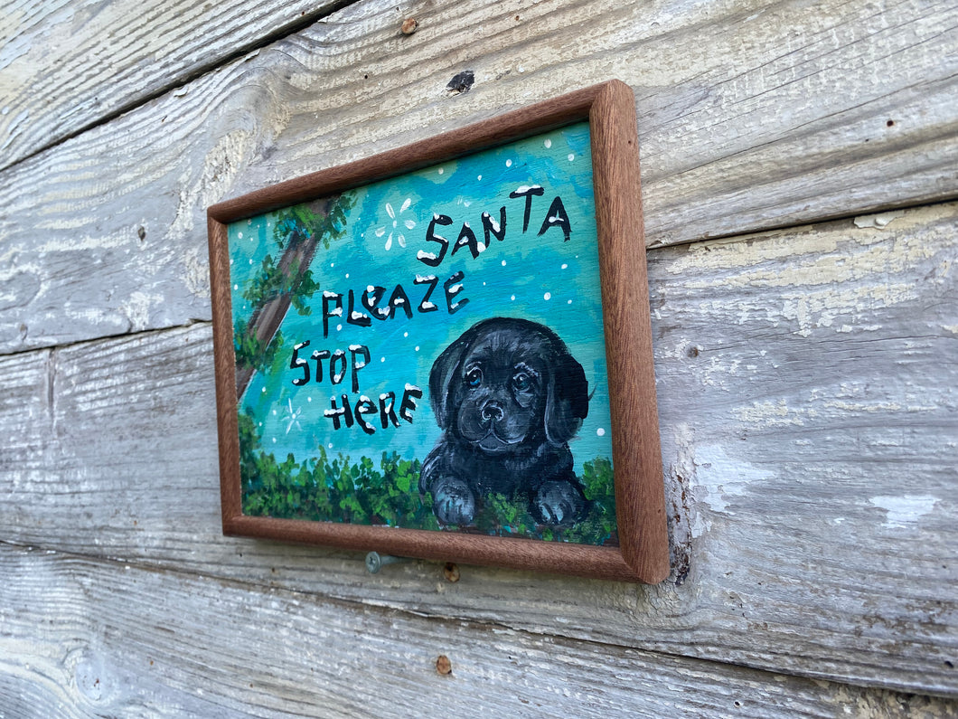 Santa Stop Here- Black Lab Puppy