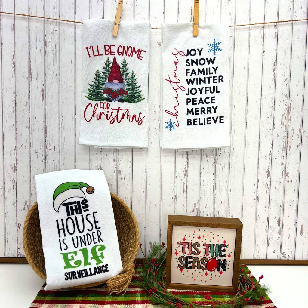 This House Is Under Elf Surveillance Christmas Tea Towel