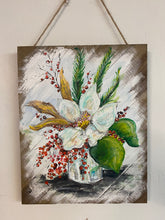 Load image into Gallery viewer, Festive Flowers Hand-Painted Wooden Square Pallet Wood Wall Decor
