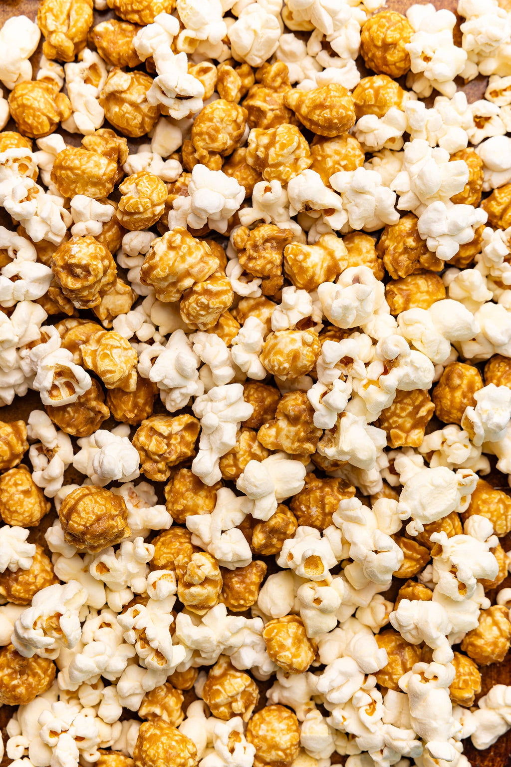 Close-up of a mix of yellow and white popcorn.