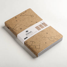 Load image into Gallery viewer, Two brown notebooks with star constellation design on a white background
