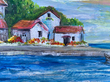 Load image into Gallery viewer, Seaside Village - Original Artwork on Reclaimed Wood
