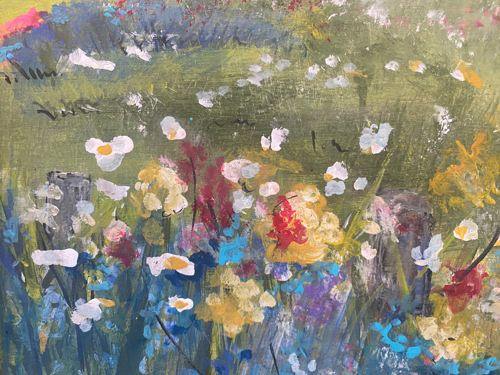 Barb's Flowers - Pick Your Own  Framed Original Painting on Reclaimed Wood