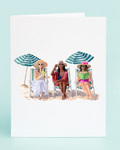 Three women sitting on beach chairs under umbrellas with a light blue background

Details