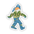 Cartoon-like depiction of a creature with a forest design on a white background