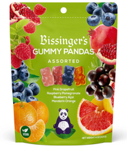 Load image into Gallery viewer, Bissinger's Gummy Pandas assorted gummy candy package with colorful fruit graphics on a green background.



