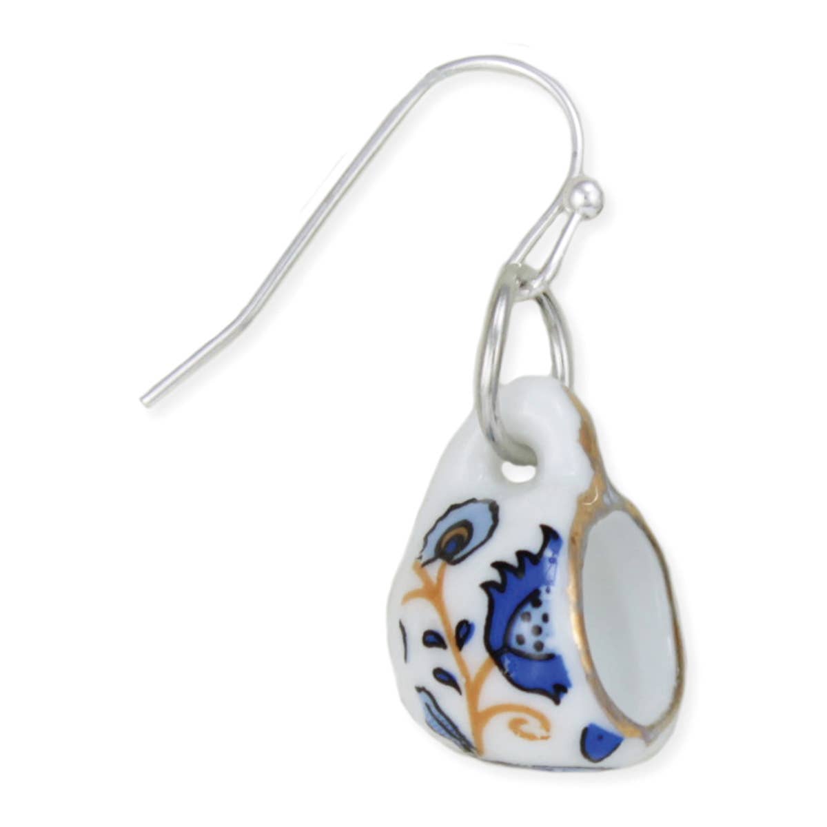 Earring with floral design on a white background