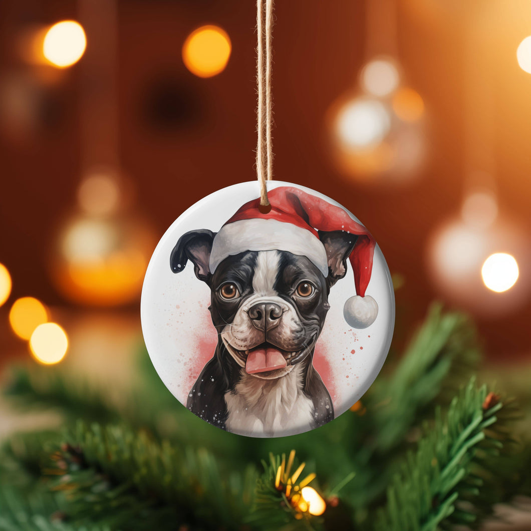 Watercolor Ornament -  Boston Terrier